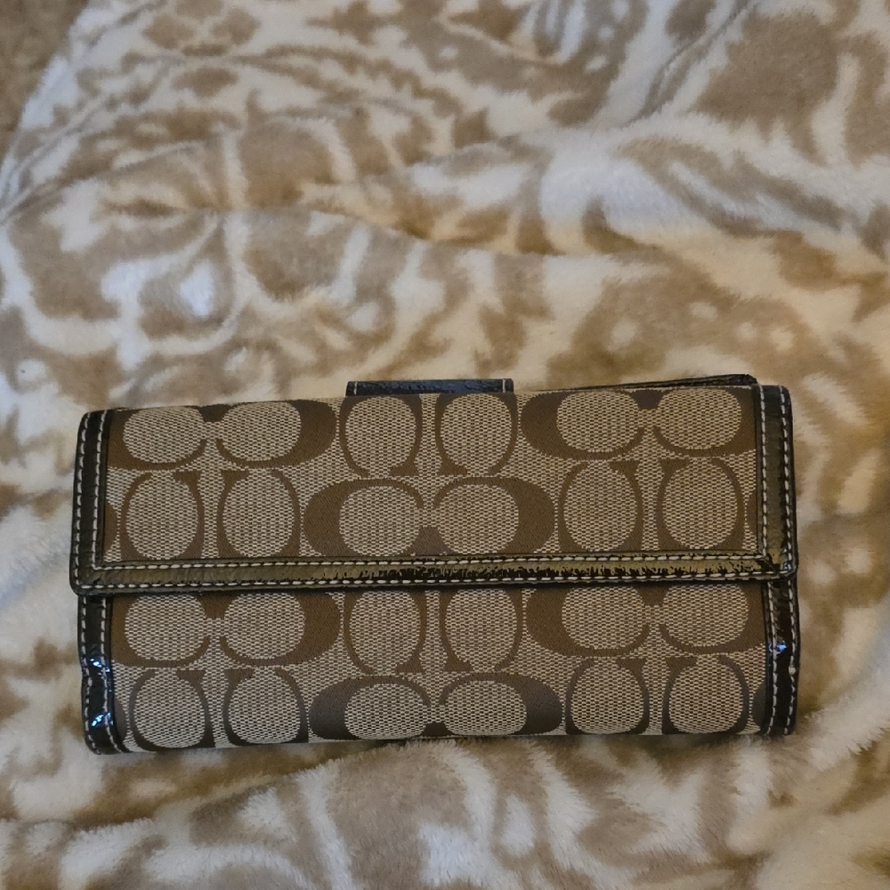Coach Tan and Brown Signature Wallet